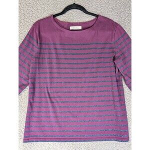 Seasalt Cornwall Purple Striped The Sailor Shirt US 12 Organic Cotton Boat Neck